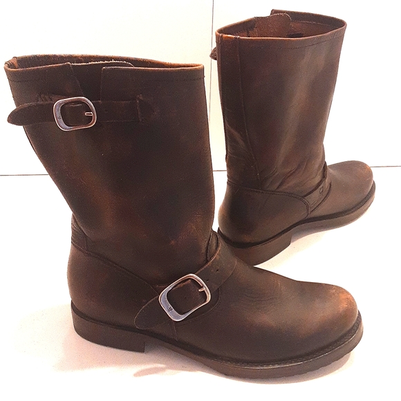 Frye Shoes - Frye Veronica Short Leather Boot Dark Brown